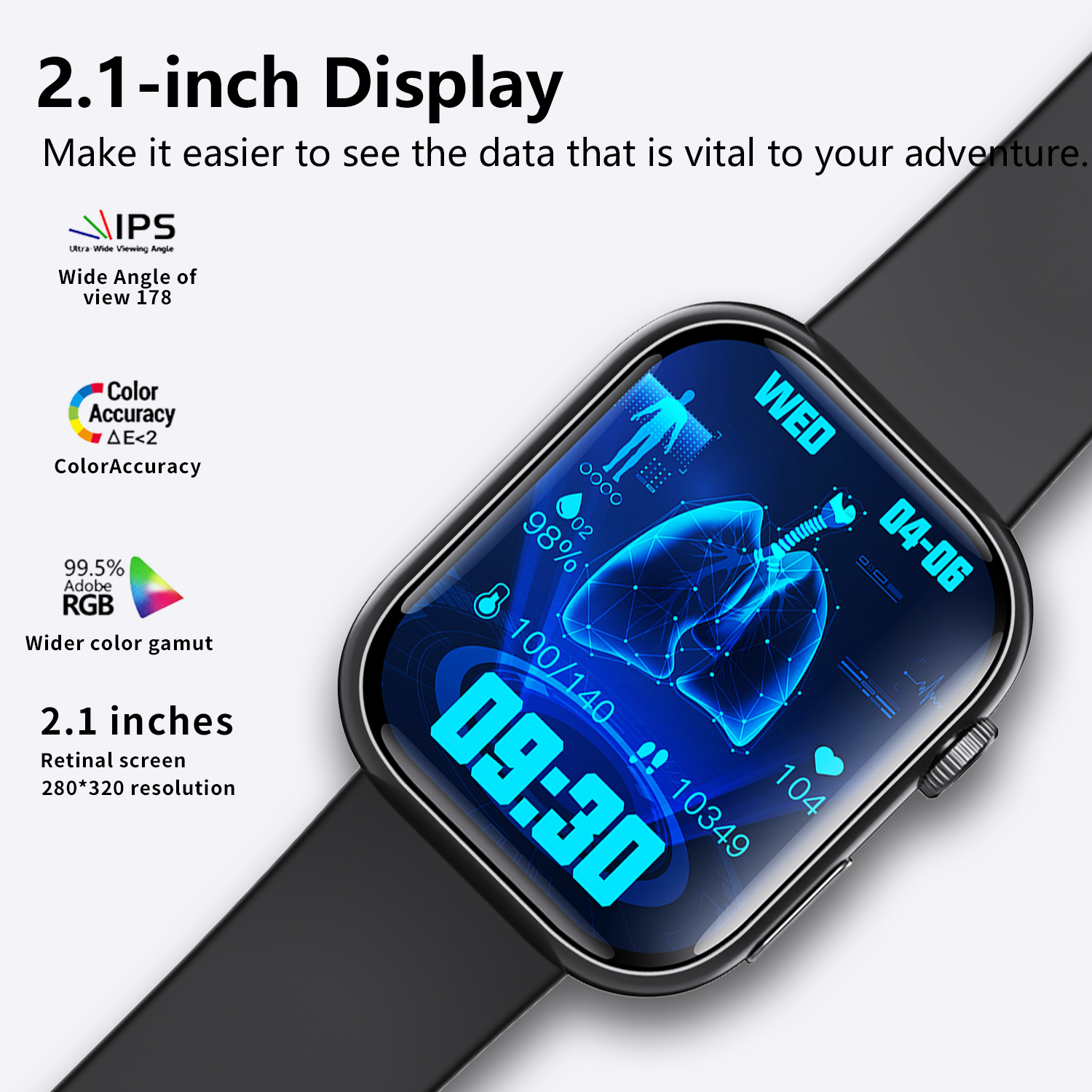 ECG Smartwatch 2025 with Blood Pressure & Blood Sugar Monitoring