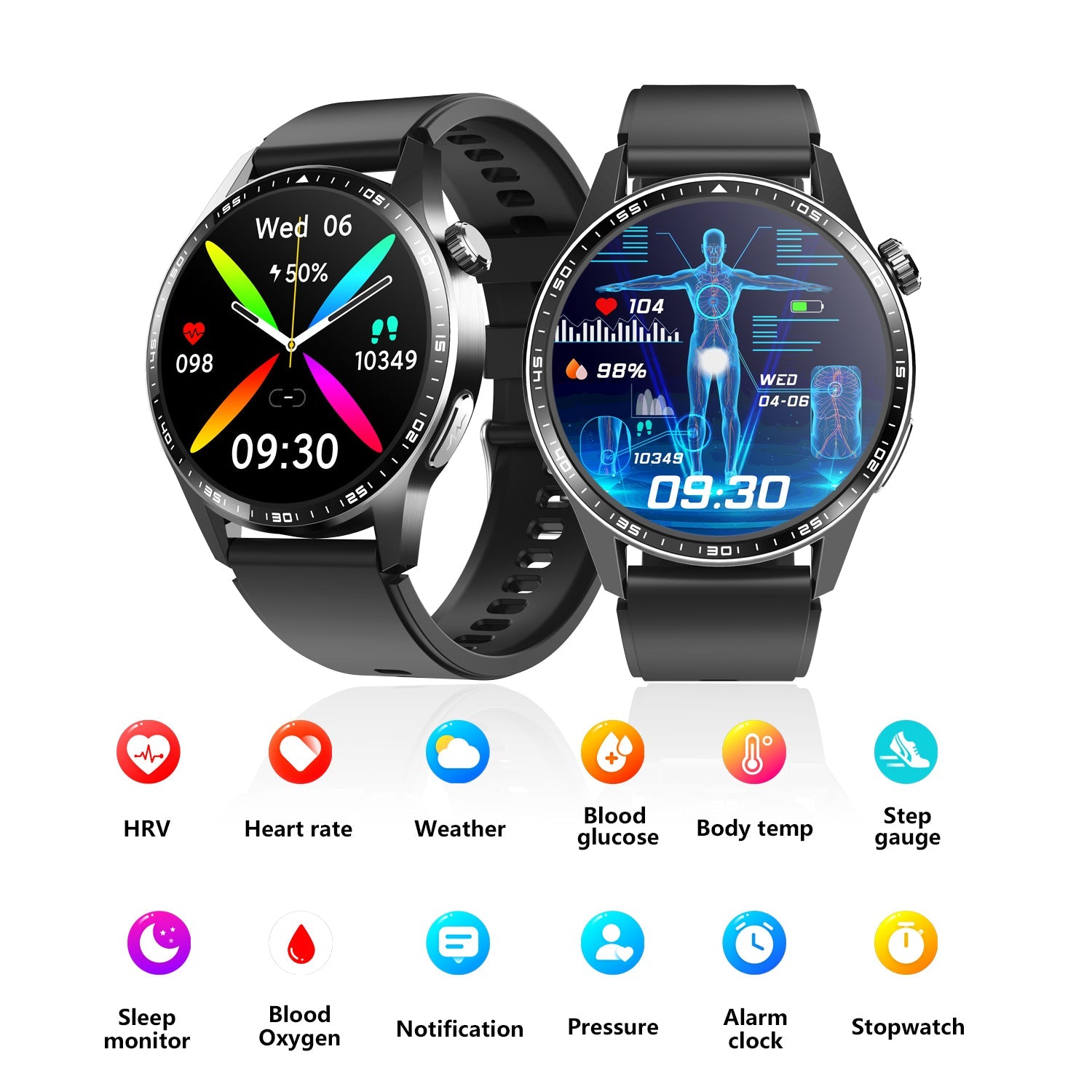 Health Smartwatch with ECG & PPG – Heart Rate, Blood Pressure & Oxygen Monitoring