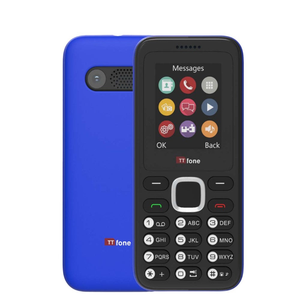 Returned Resale - TTfone TT150 Blue Dual SIM Mobile with USB Cable, O2 Pay As You Go