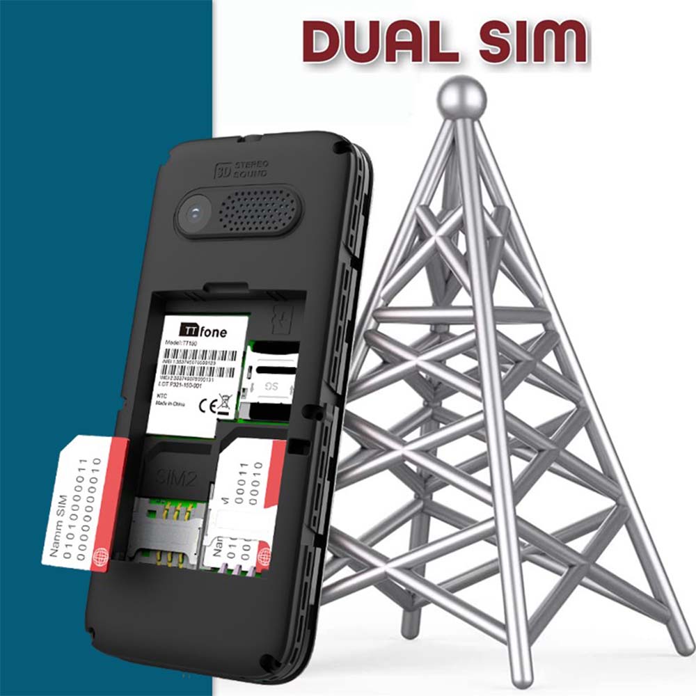 Returned Resale - TTfone TT150 Red Dual SIM Mobile with USB Cable, Giffgaff Pay As You Go