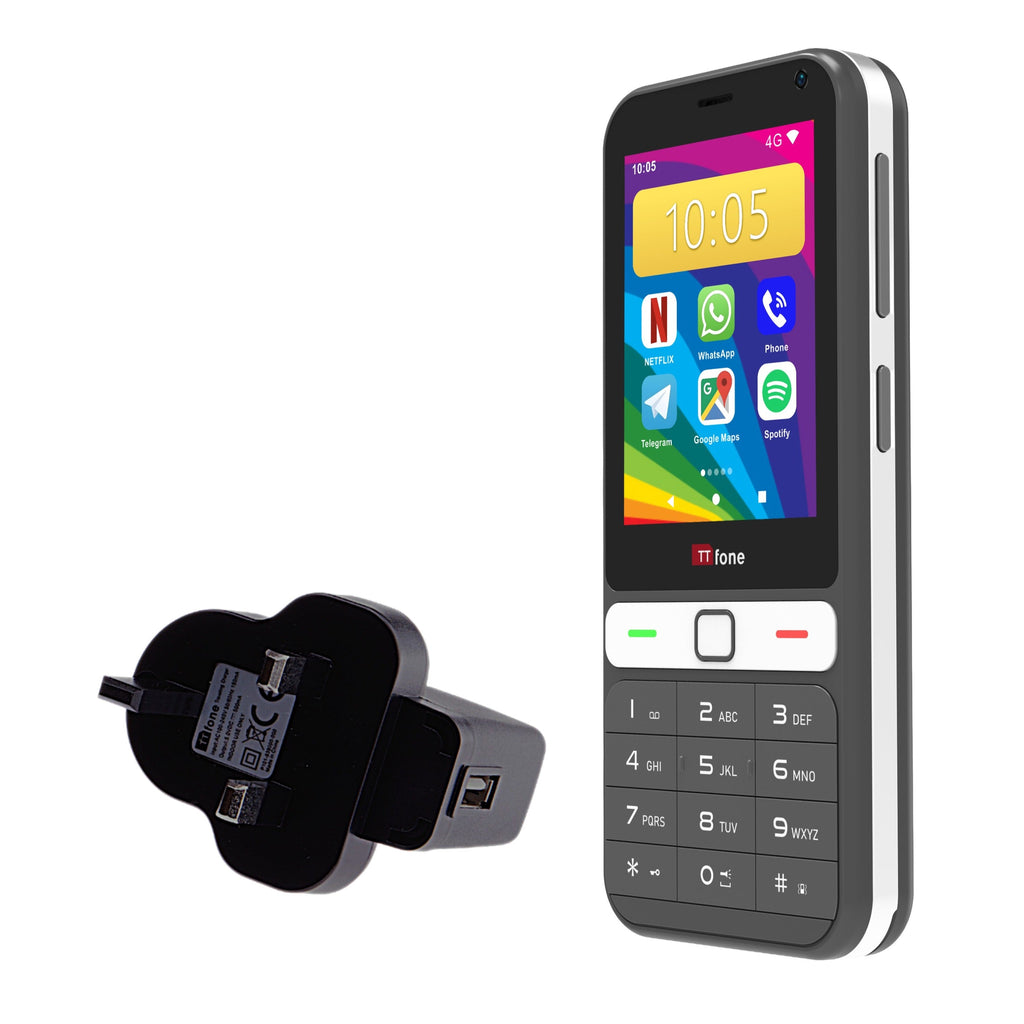 TTfone TT280 4G – Keypad with touch display, compatible with Giffgaff SIM and includes a mains charger