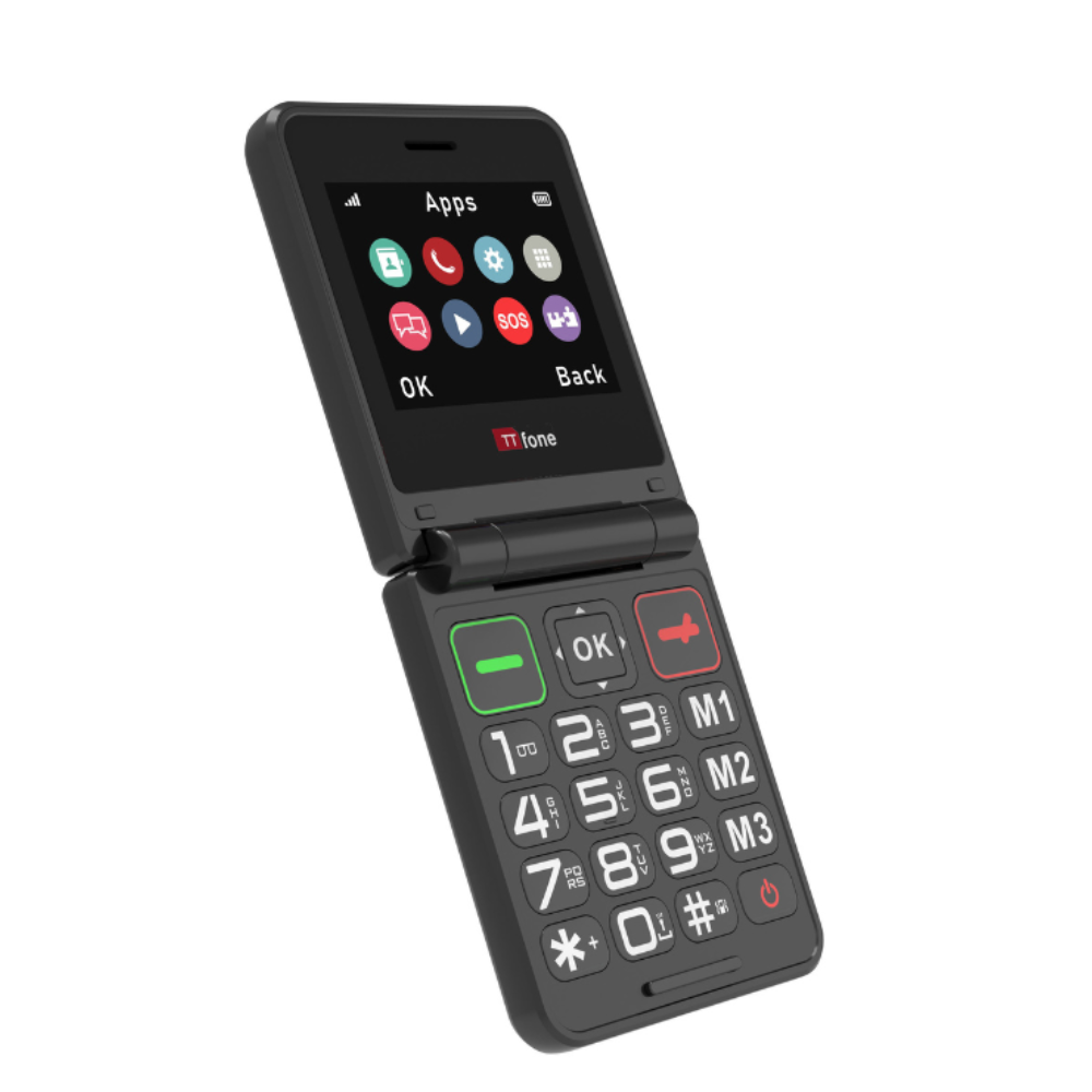 TTfone TT660 Flip Big Button Mobile with USB C Dock Charger