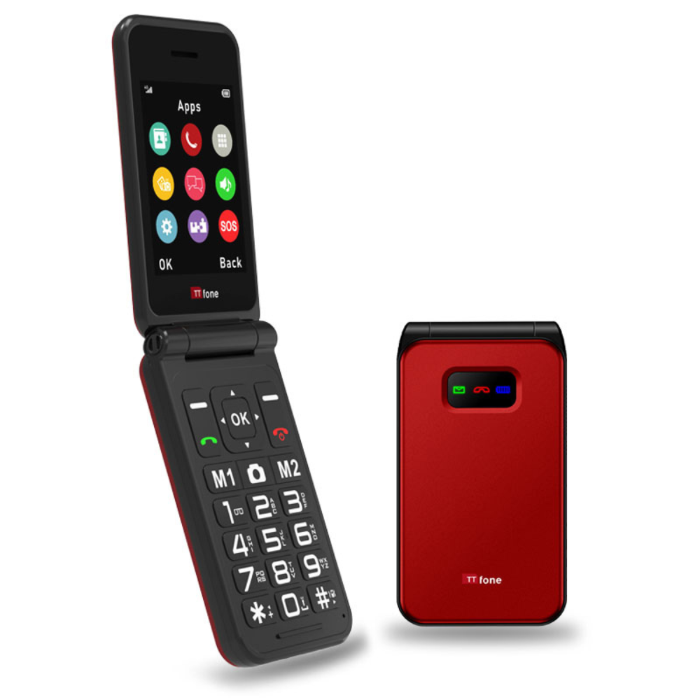 TTfone Red TT760 4G Flip 4G Mobile with USB C Cable, Vodafone SIM