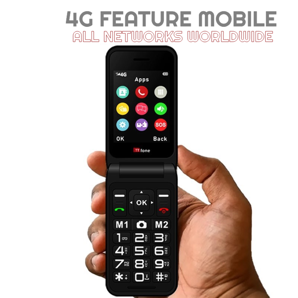 Returned Resale - TTfone TT760 4G Black with Mains Charger, Giffgaff SIM