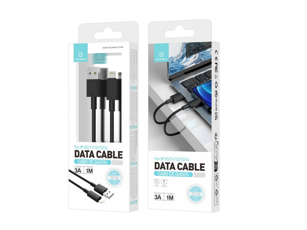 Techancy USB to Lightning Data Cable TB1768, Black, 1m, 3A