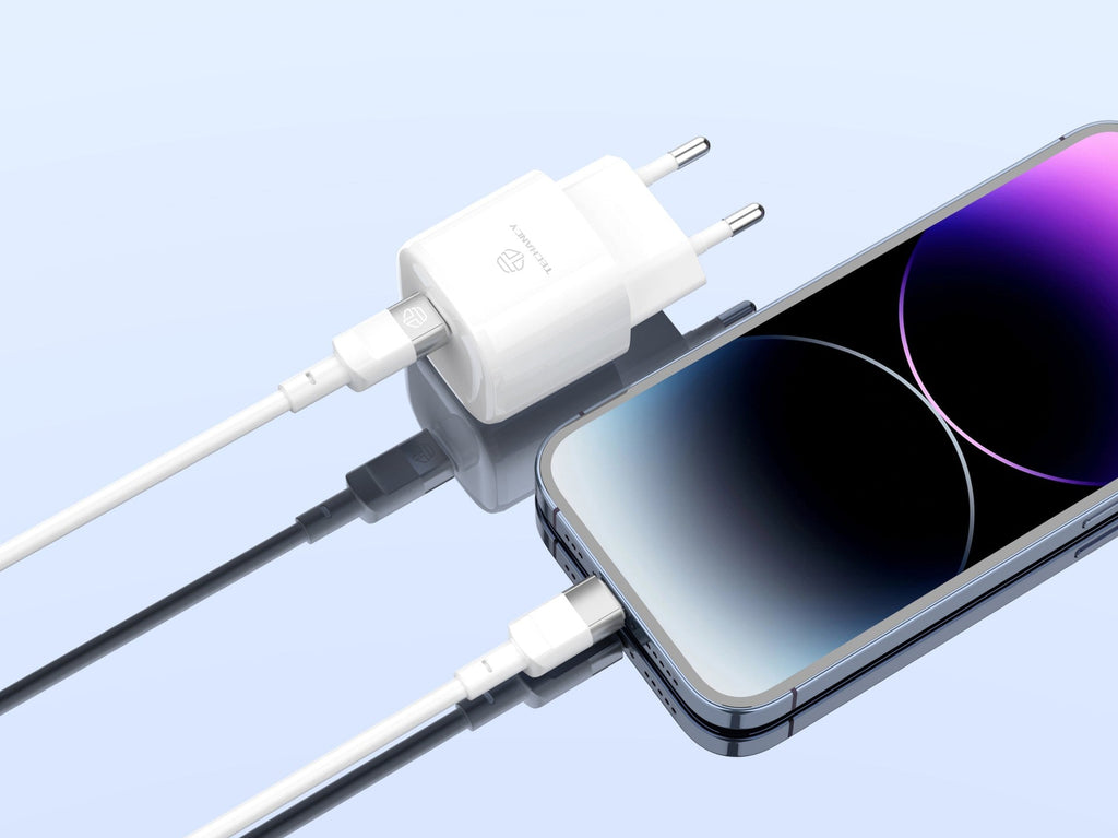 Techancy 1m PD 30W Data Cable TB1792, White, USB-C to Lightning for iPhone X/11/12-14, Fast Charging and Data Transfer