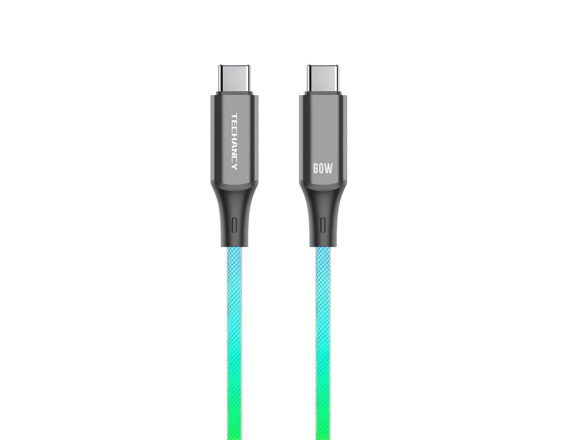Techancy 1m Data Cable TB1799, USB-C to USB-C, RGB Lighting Effects, 60W Fast Charging