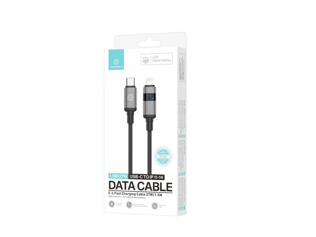 Techancy USB-C to Lightning Cable TB1801, 27W, 1.5m Black