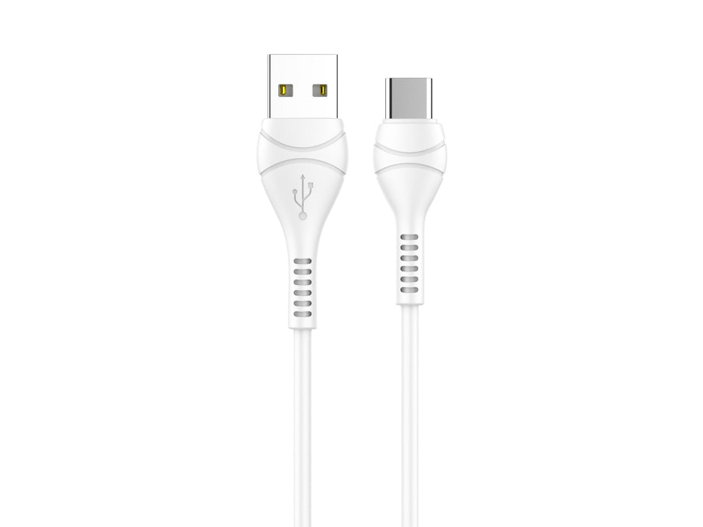 Techancy USB-C Data Cable TB1775, White, 1m, 2.4A Fast Charge