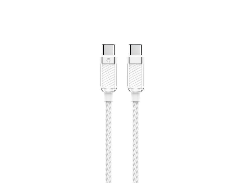 Techancy 1m USB-C to USB-C Data Cable TB1798, White, 60W Fast Charging for Smartphones, Tablets and Laptops