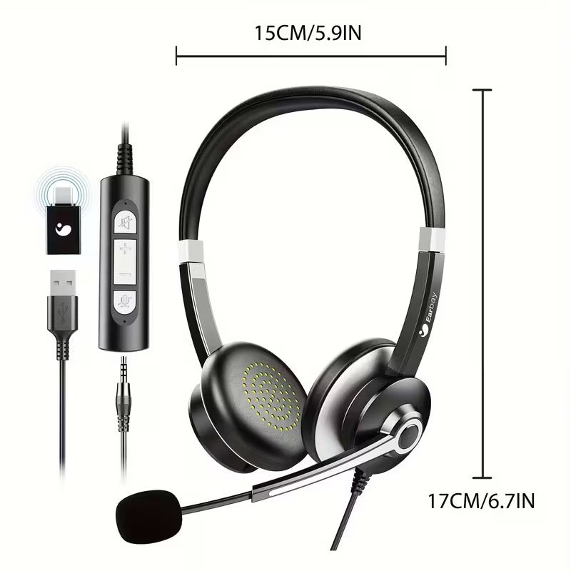 USB Headset with Microphone for Laptop and PC